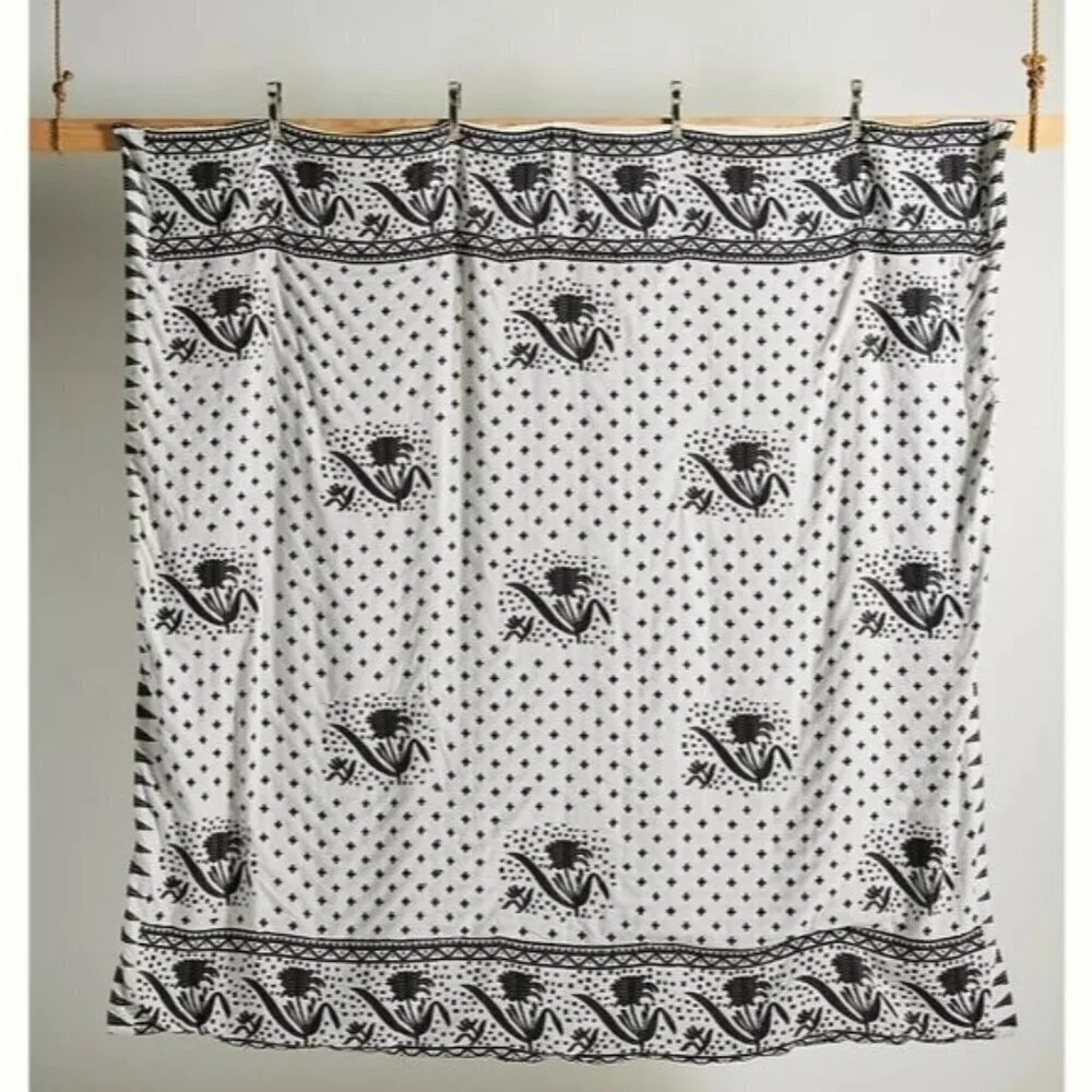 Anthropologie Jacquard Woven Jeanette King Duvet Cover Black & White